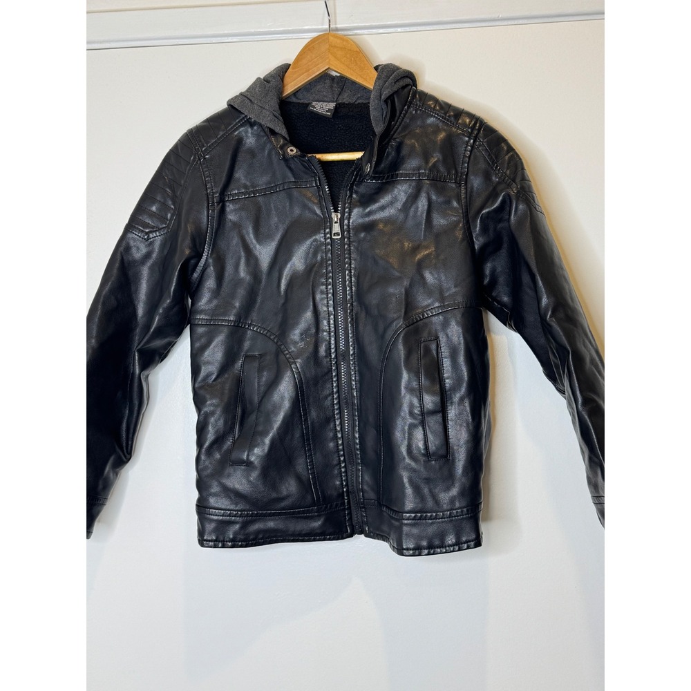 Ring of Fire Boys M Black Faux Leather Moto Jacket